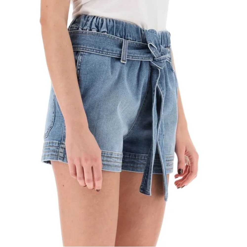 NWT David Lerner Shorts Lexi Pleated Denim Shorts Belted Jean Shorts Size 4